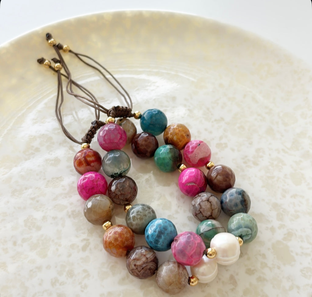Set Pulseras Agatas y Perlas